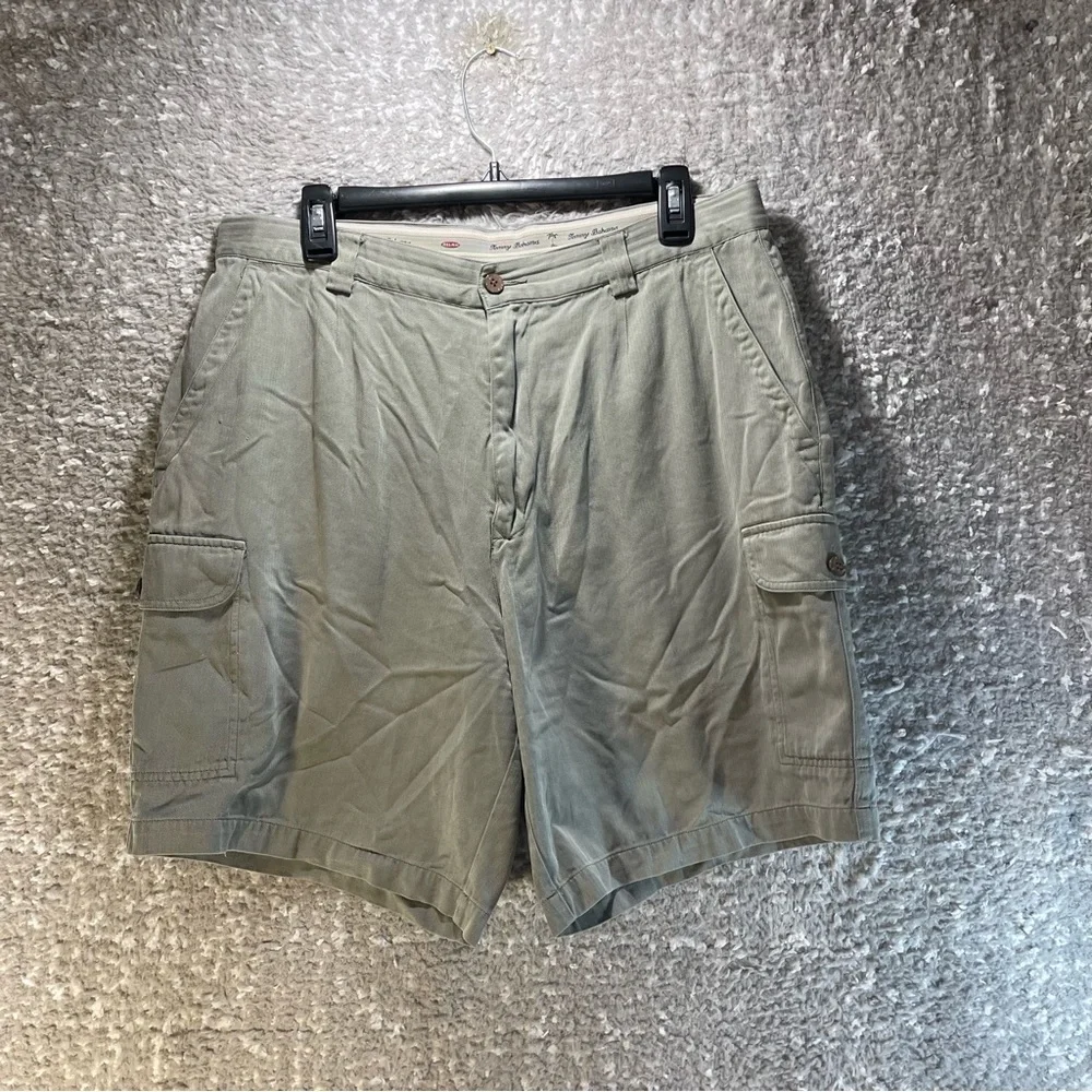 Tommy Bahama Relax Silk Cotton Size 34 Men's Cargo Shorts Green Gray 8” Inseam